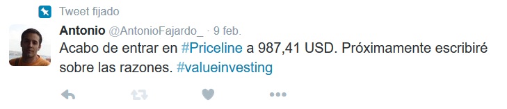Compro acciones del grupo Priceline el 9 de febrero de 2016.